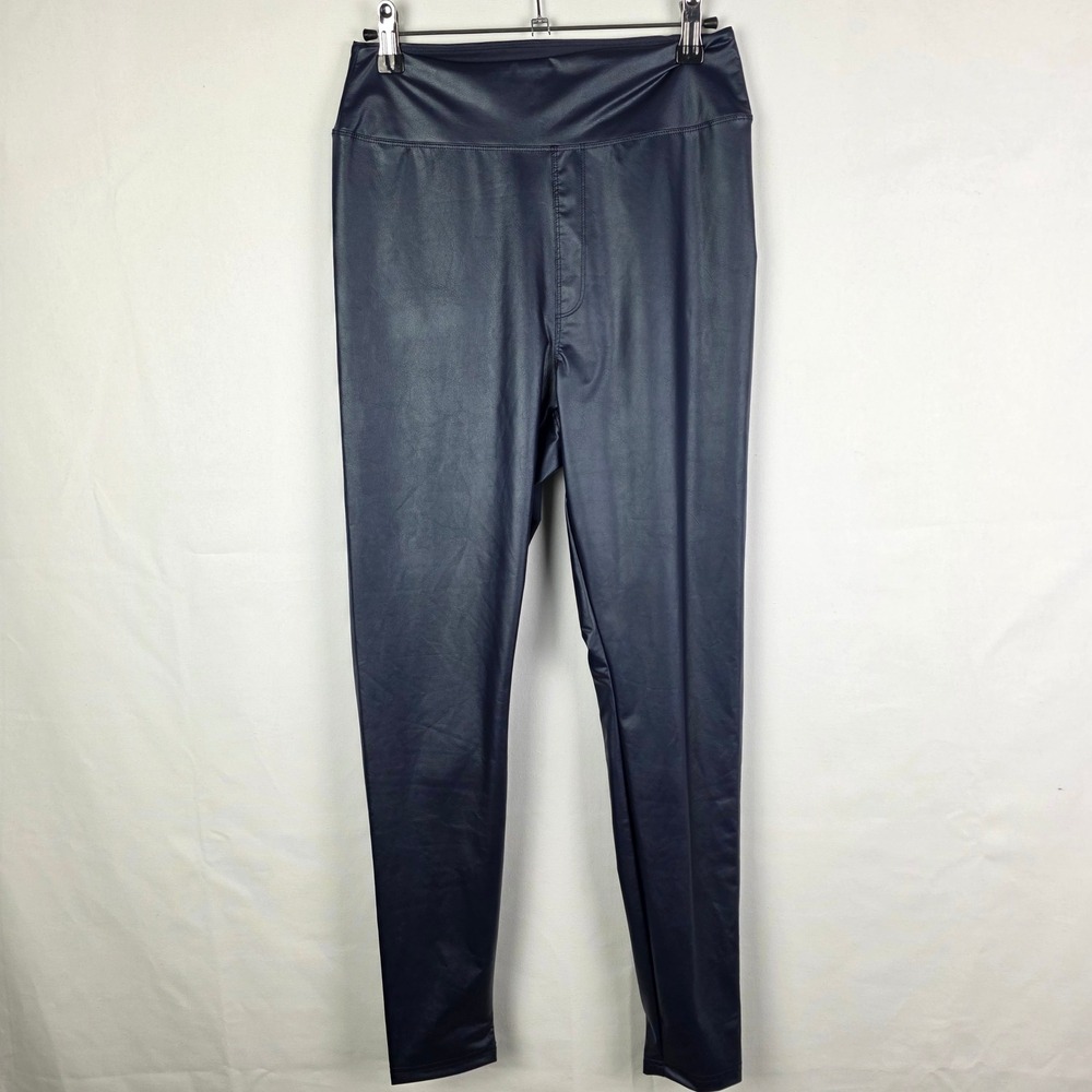 Aerie OFFLINE‎ Real Luxe High Waisted Faux Leather Leggings Navy Blue Size LG